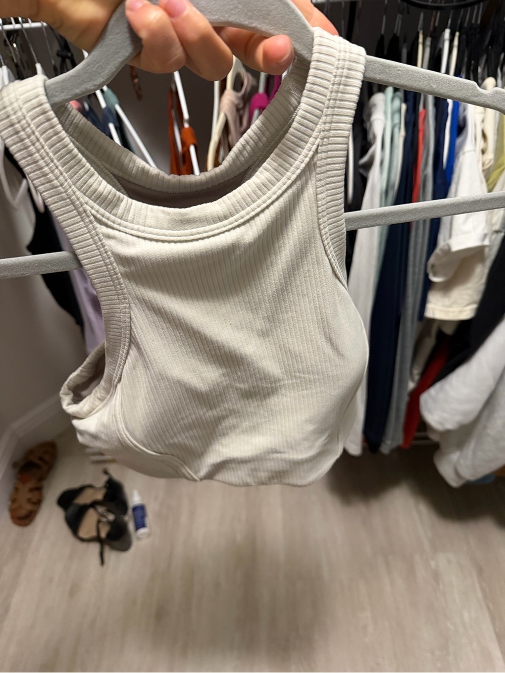 Lululemon Ribbed Sleeveless Crop Tank Top - Cream